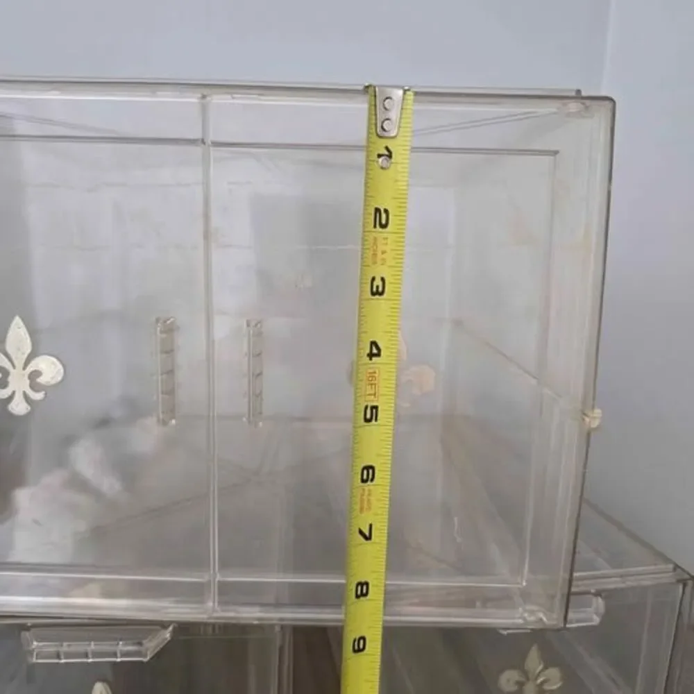 Vintage Acrylic Shoe Boxes Lot Fleur De Lis Gold Emblem